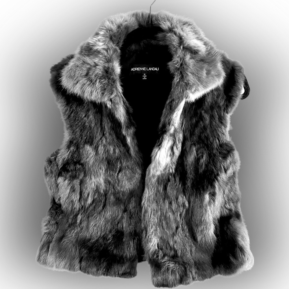 Andrienne Landau 100% Genuine Black Rabbit Fur Vest - Size Medium